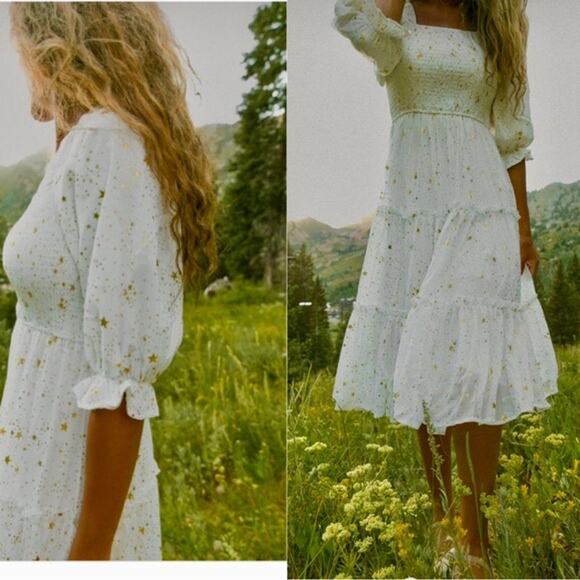 Ivy City Co. White Gold Midsummer Nights Pullover Midi Dress Size S - Picture 10 of 10